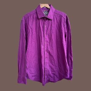 Robert Graham Button Up Shirt | Purple Paisley Jacquard | Size L | Vintage